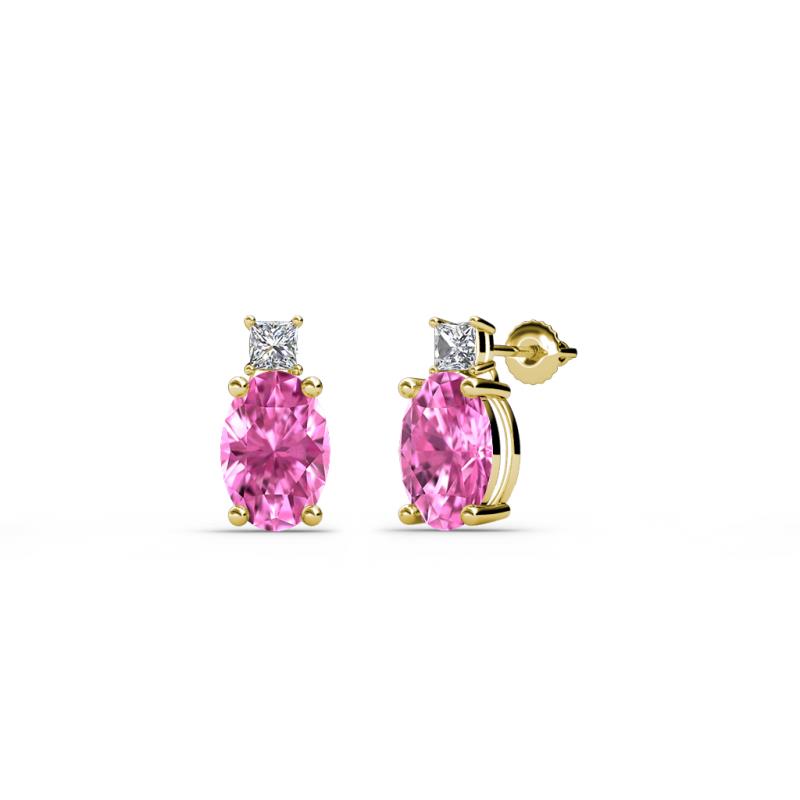 Ailey Pink Sapphire and Diamond Two Stone Stud Earrings 