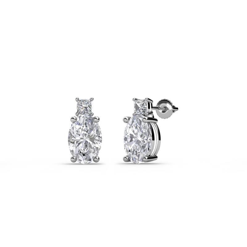 Ailey White Sapphire and Diamond Two Stone Stud Earrings 