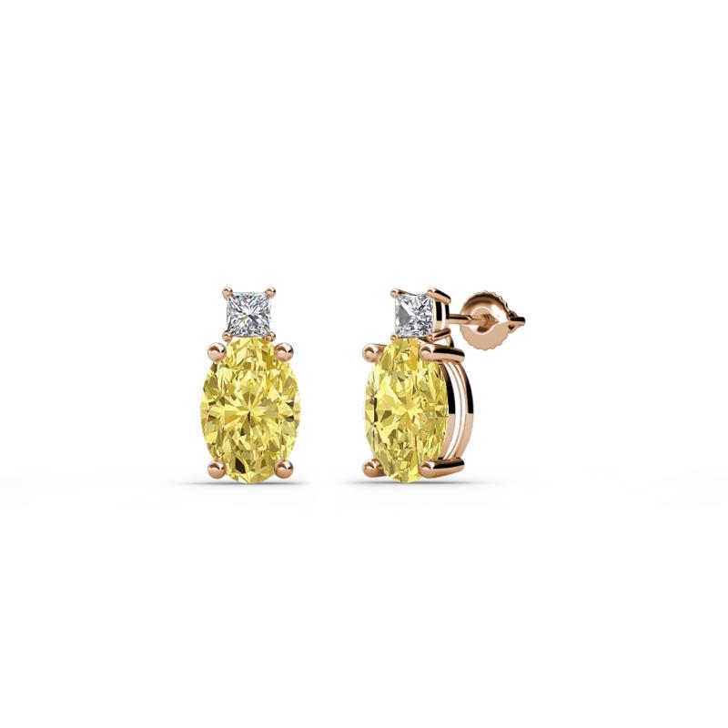Ailey Yellow Sapphire and Diamond Two Stone Stud Earrings 
