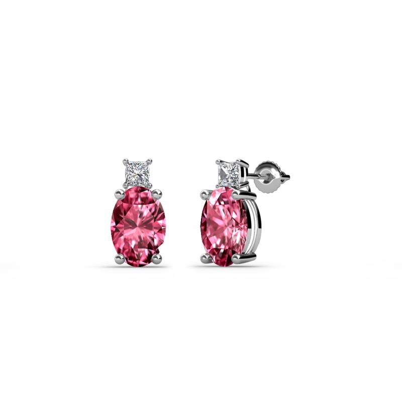 Ailey Pink Tourmaline and Diamond Two Stone Stud Earrings 