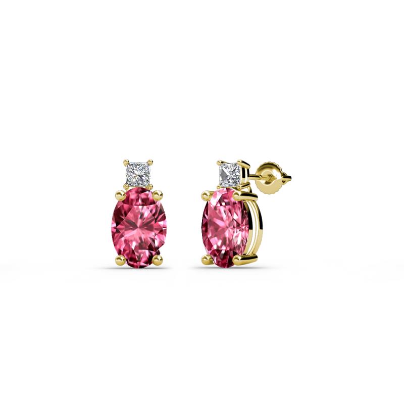 Ailey Pink Tourmaline and Diamond Two Stone Stud Earrings 