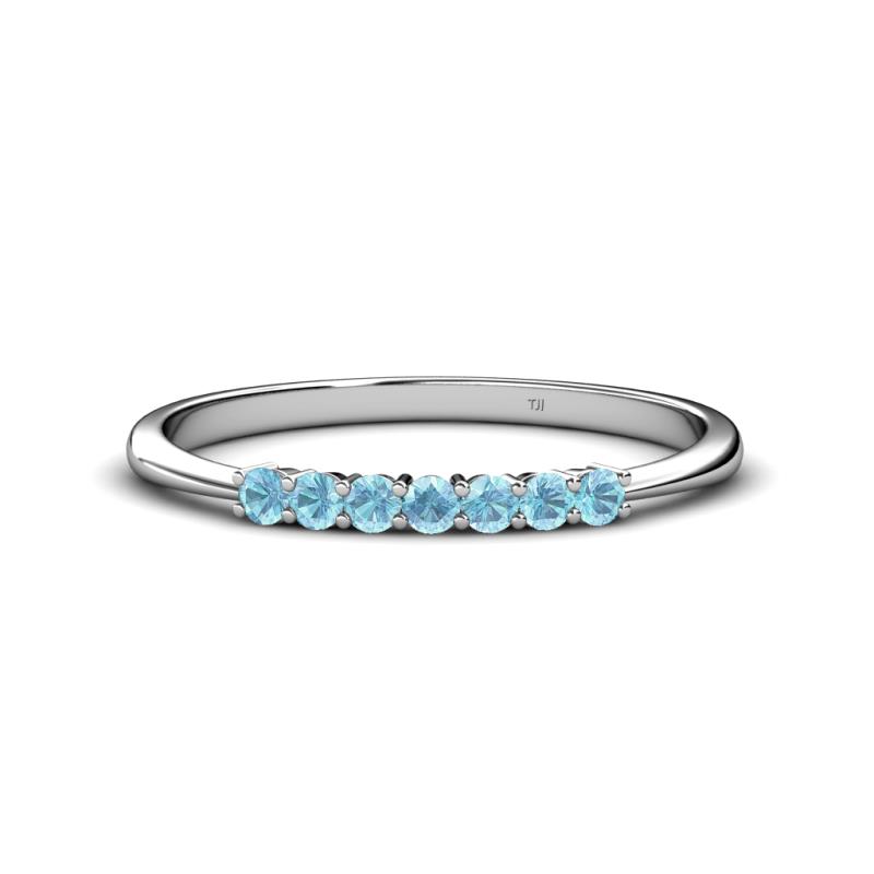 Reina 2.30 mm Aquamarine 7 Stone Wedding Band 