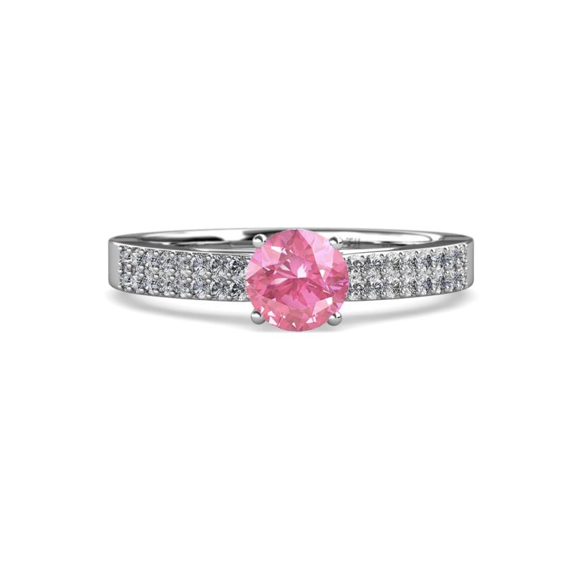 Aurum 1.57 ctw Pink Tourmaline Accented Natural Diamonds Double Row Bridal Set Ring  