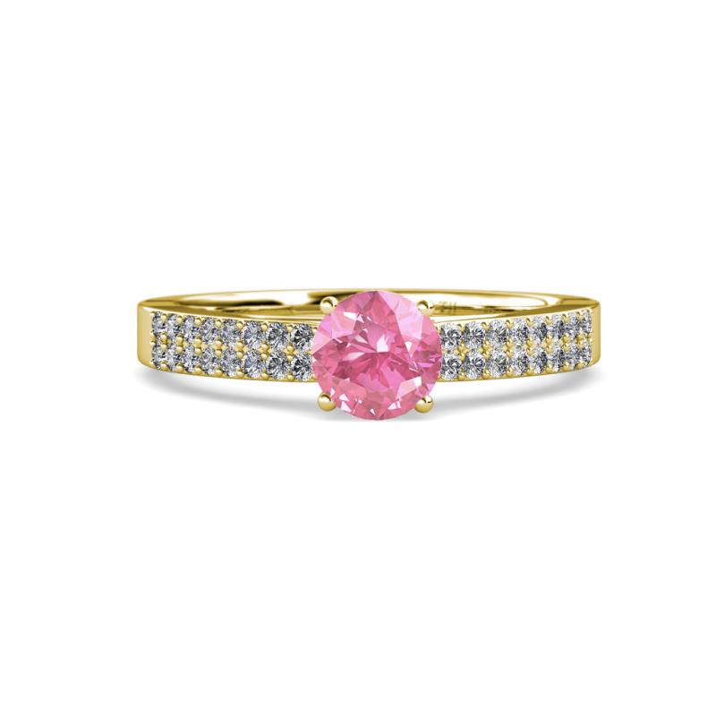 Aurum 1.57 ctw Pink Tourmaline Accented Natural Diamonds Double Row Bridal Set Ring  