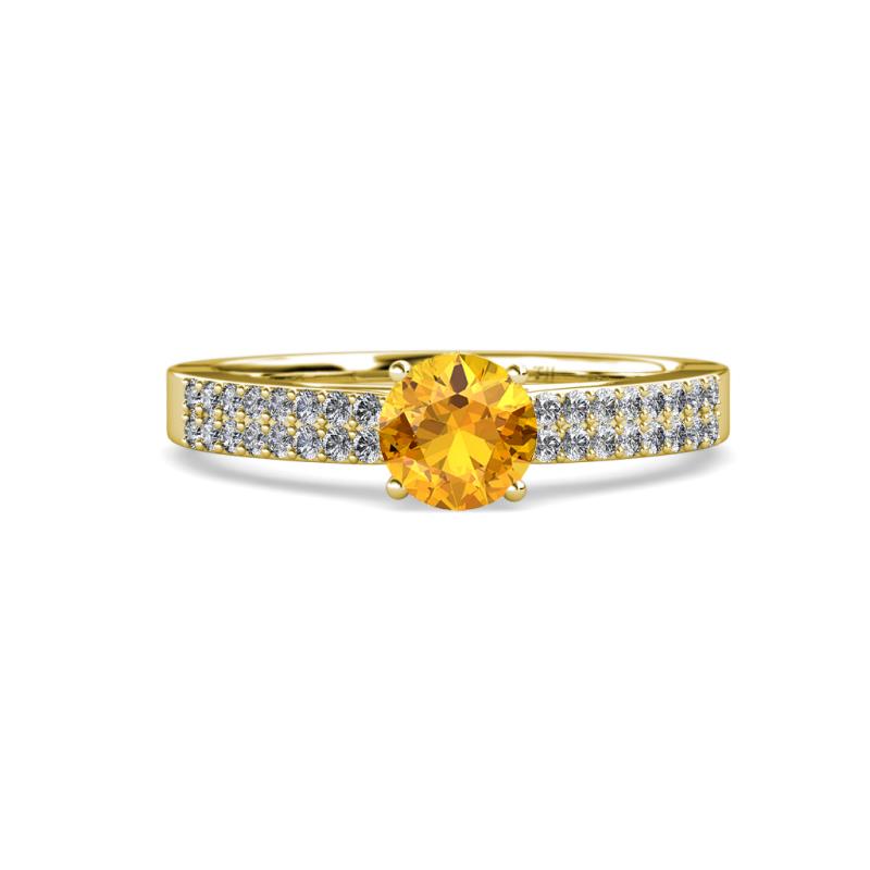 Aurum Citrine and Diamond Double Row Bridal Set Ring 