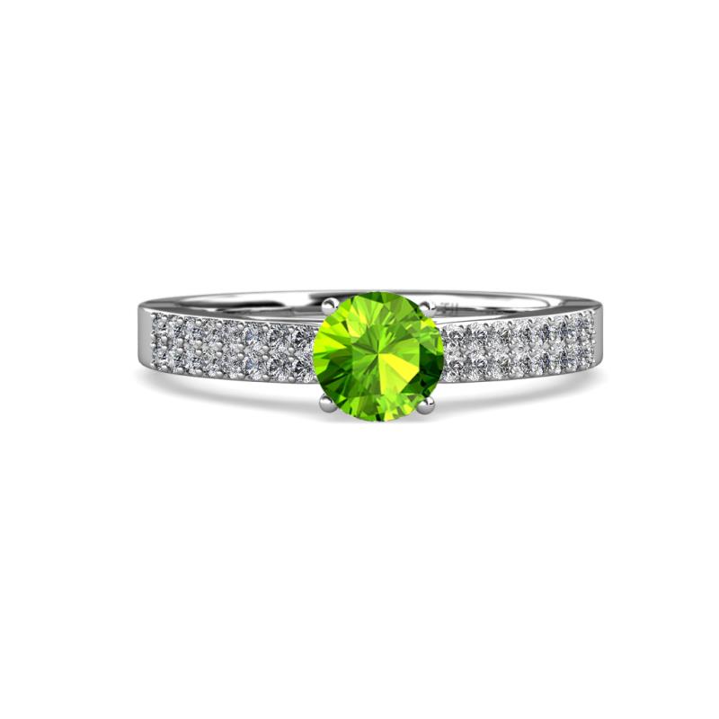 Aurum Peridot and Diamond Double Row Bridal Set Ring 