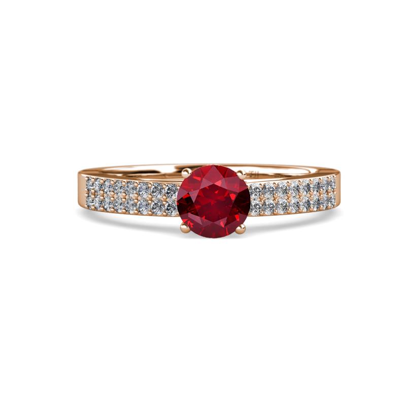 Aurum 1.65 ctw Ruby Accented Natural Diamonds Double Row Bridal Set Ring  