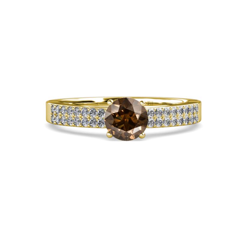 Aurum Smoky Quartz and Diamond Double Row Bridal Set Ring 