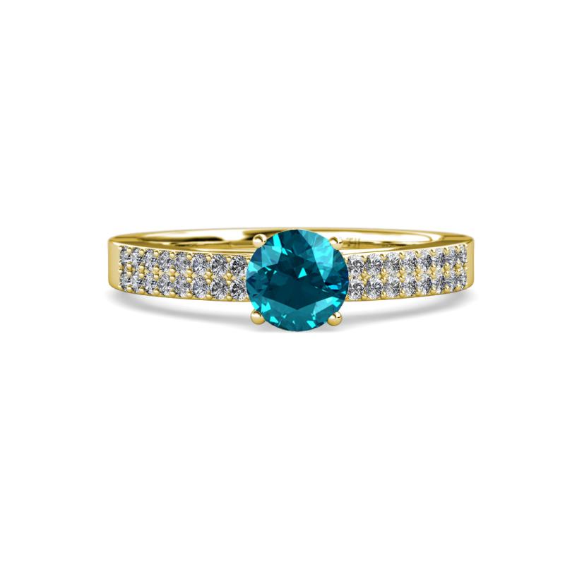 Aurum London Blue Topaz and Diamond Double Row Bridal Set Ring 