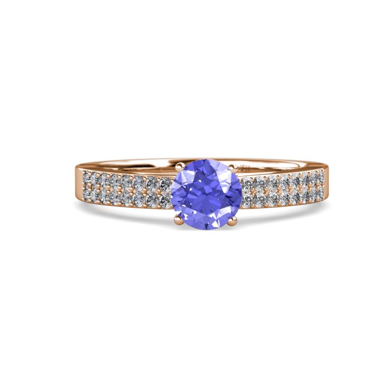 Aurum 1.62 ctw Tanzanite Accented Natural Diamonds Double Row Bridal Set Ring  