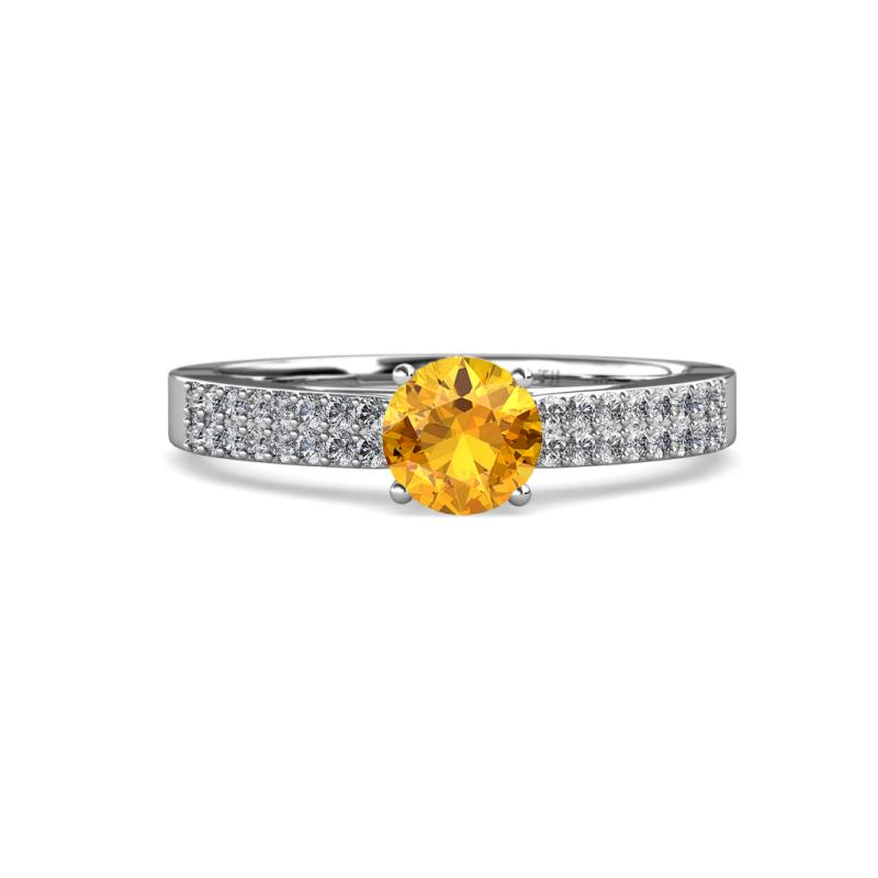 Aurum 1.57 ctw Citrine Accented Natural Diamonds Double Row Bridal Set Ring  