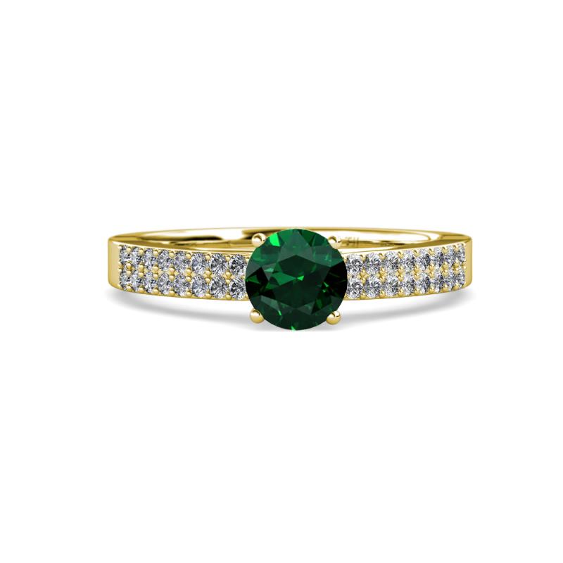 Aurum Emerald and Diamond Double Row Bridal Set Ring 