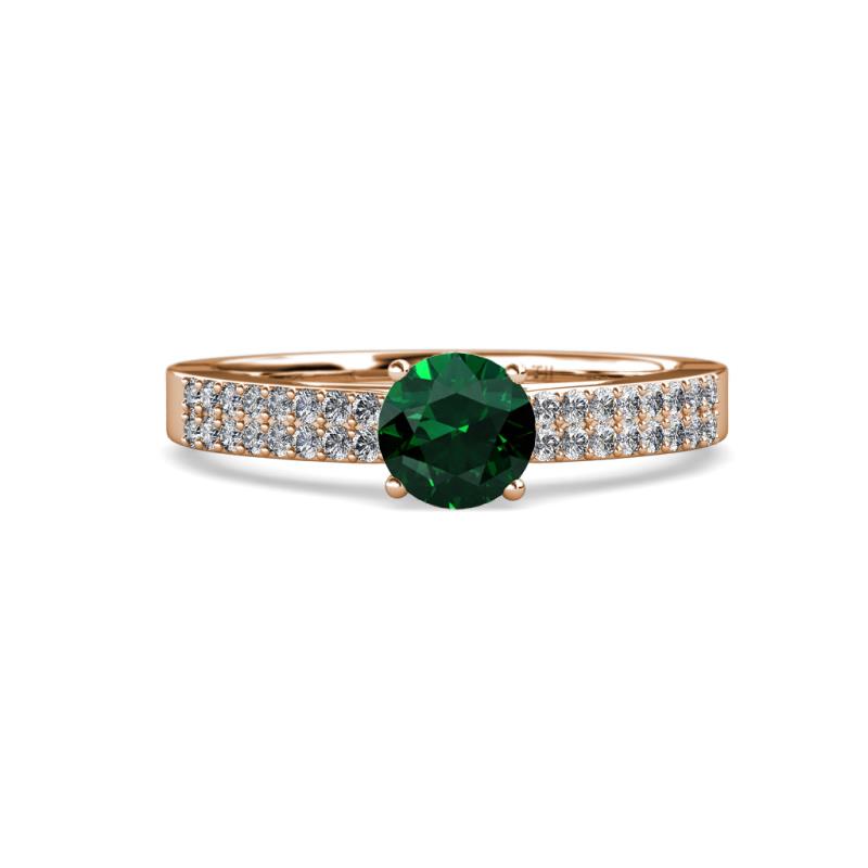 Aurum 1.60 ctw Emerald Accented Natural Diamonds Double Row Bridal Set Ring  