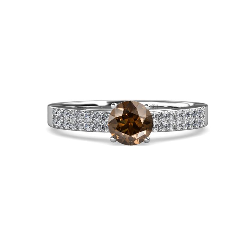 Aurum 1.70 ctw Smoky Quartz Accented Natural Diamonds Double Row Bridal Set Ring  