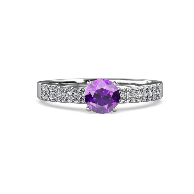 Aurum Amethyst and Diamond Double Row Bridal Set Ring 