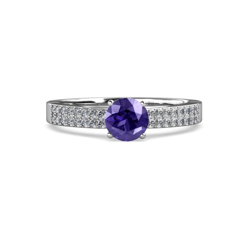 Aurum Iolite and Diamond Double Row Bridal Set Ring 