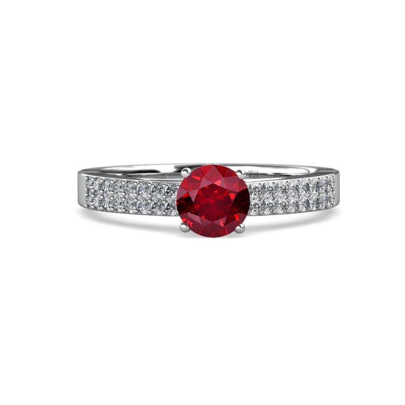 Aurum 1.65 ctw Ruby Accented Natural Diamonds Double Row Bridal Set Ring  