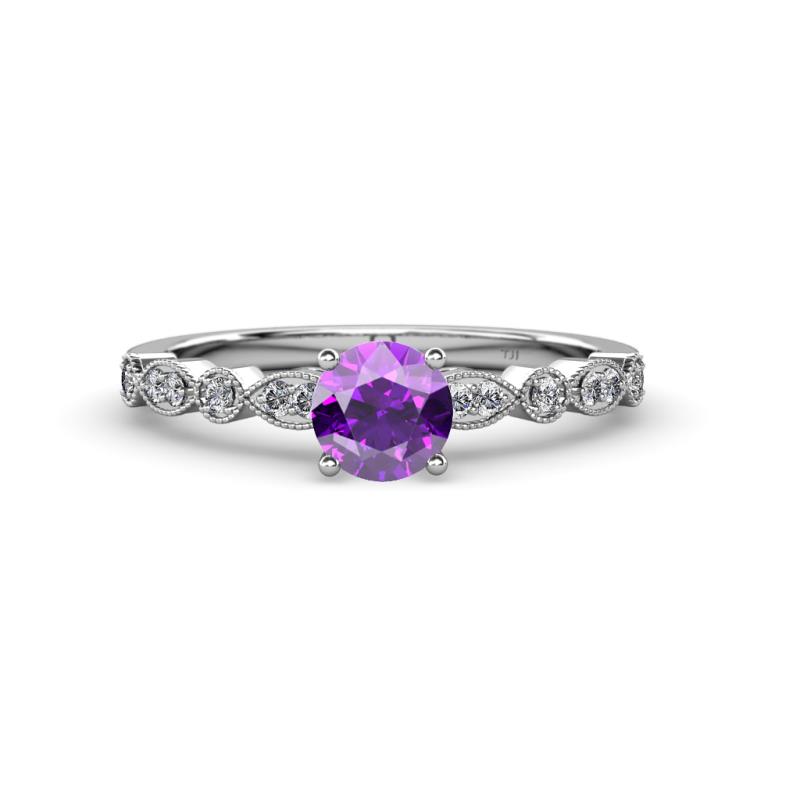 Siena Amethyst and Diamond Marquise and Dot Bridal Set Ring 