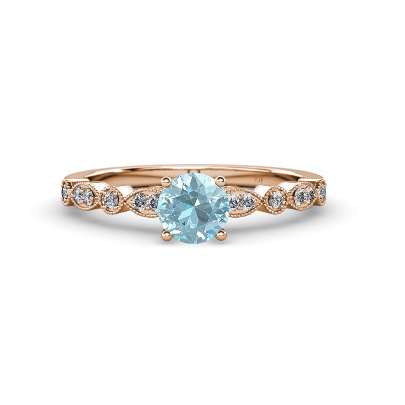 Siena Aquamarine and Diamond Marquise and Dot Bridal Set Ring 