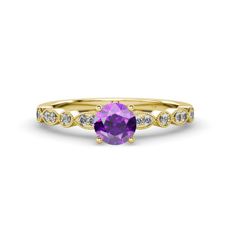 Siena Amethyst and Diamond Marquise and Dot Bridal Set Ring 