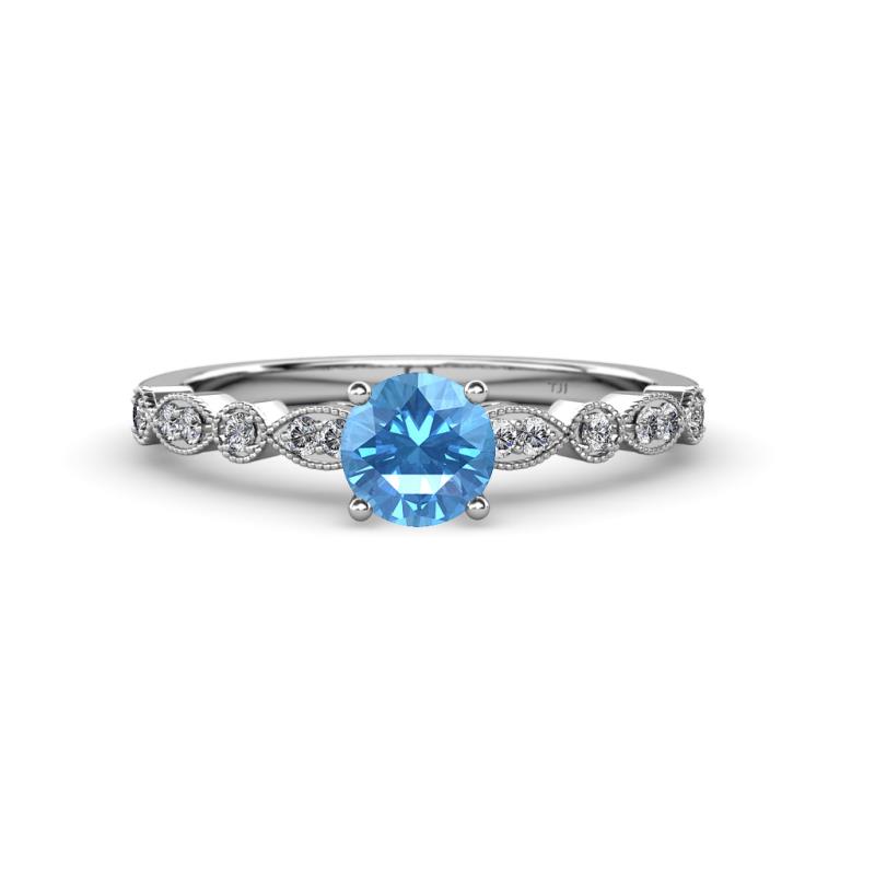 Siena Blue Topaz and Diamond Marquise and Dot Bridal Set Ring 