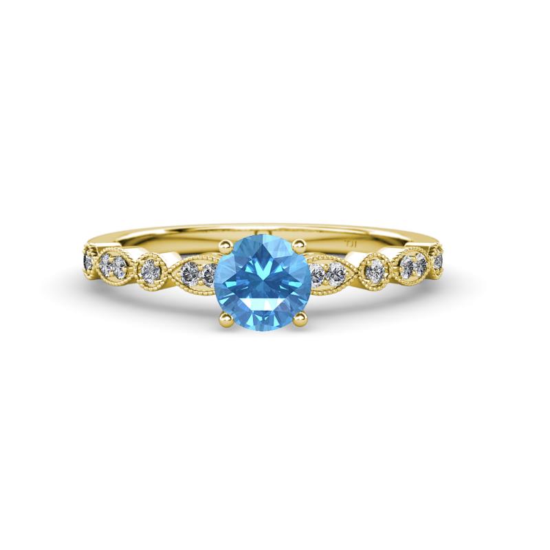 Siena Blue Topaz and Diamond Marquise and Dot Bridal Set Ring 