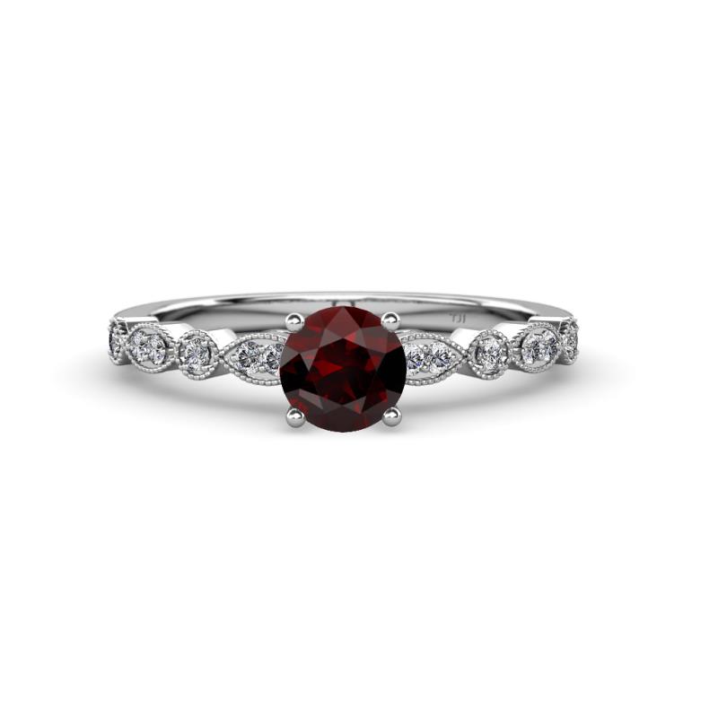 Siena Red Garnet and Diamond Marquise and Dot Bridal Set Ring 