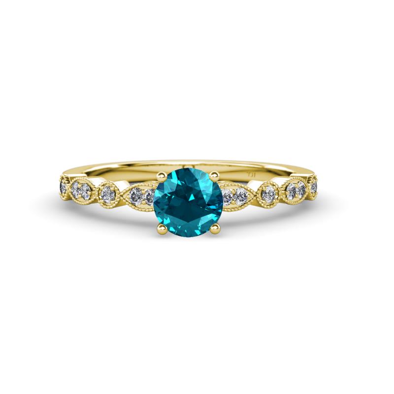 Siena London Blue Topaz and Diamond Marquise and Dot Bridal Set Ring 