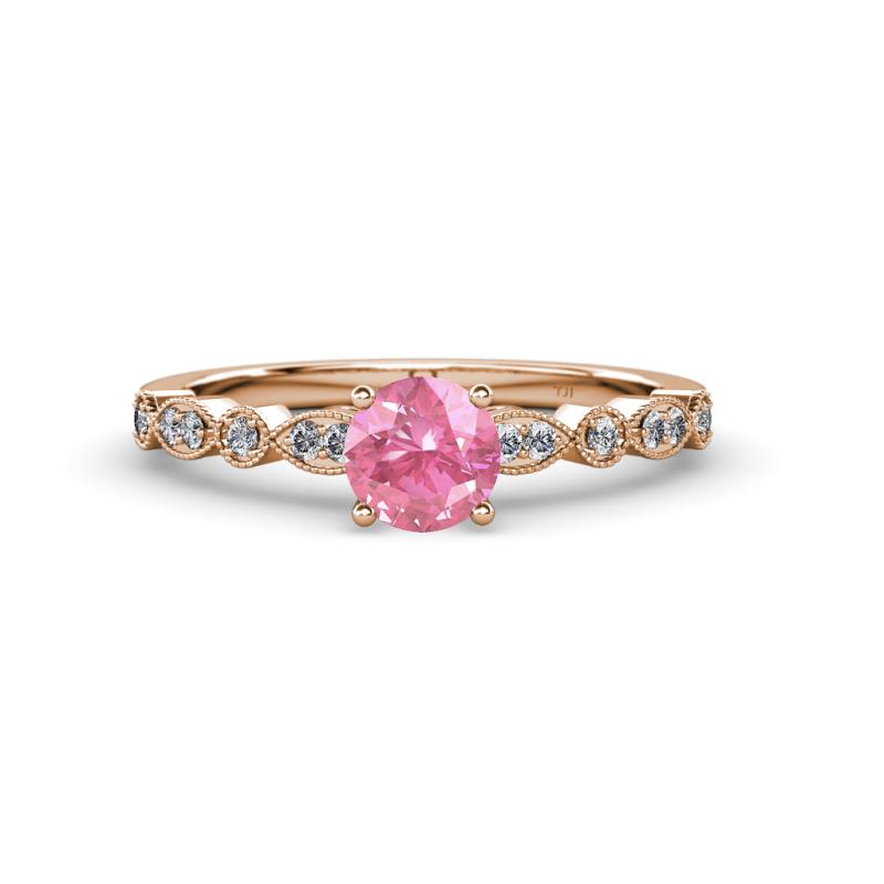 Siena Pink Tourmaline and Diamond Marquise and Dot Bridal Set Ring 