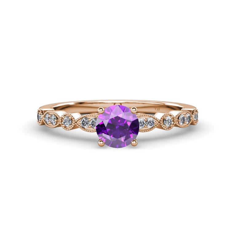 Siena Amethyst and Diamond Marquise and Dot Bridal Set Ring 