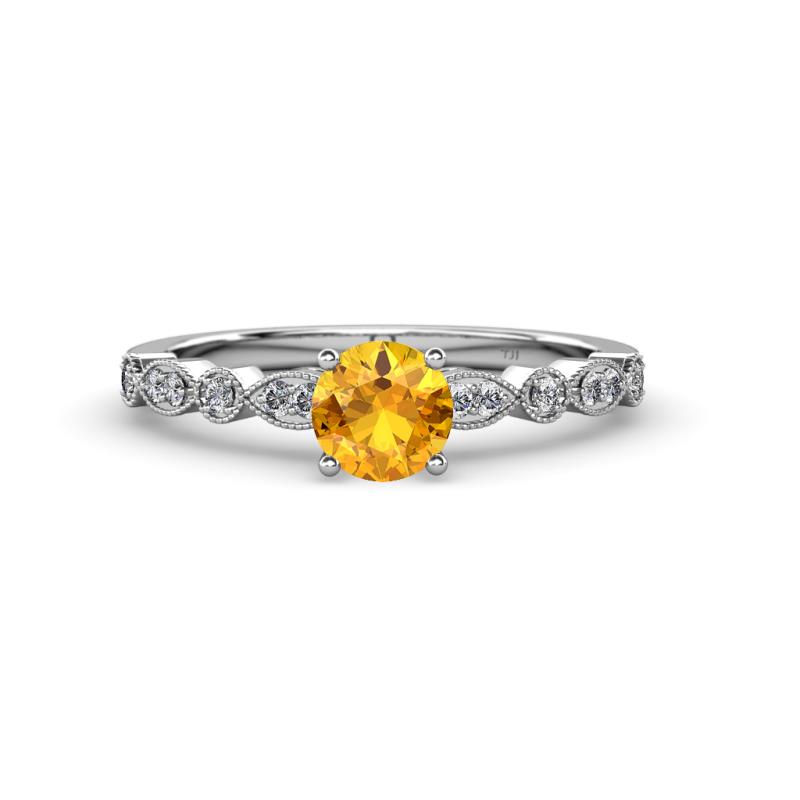 Siena Citrine and Diamond Marquise and Dot Bridal Set Ring 