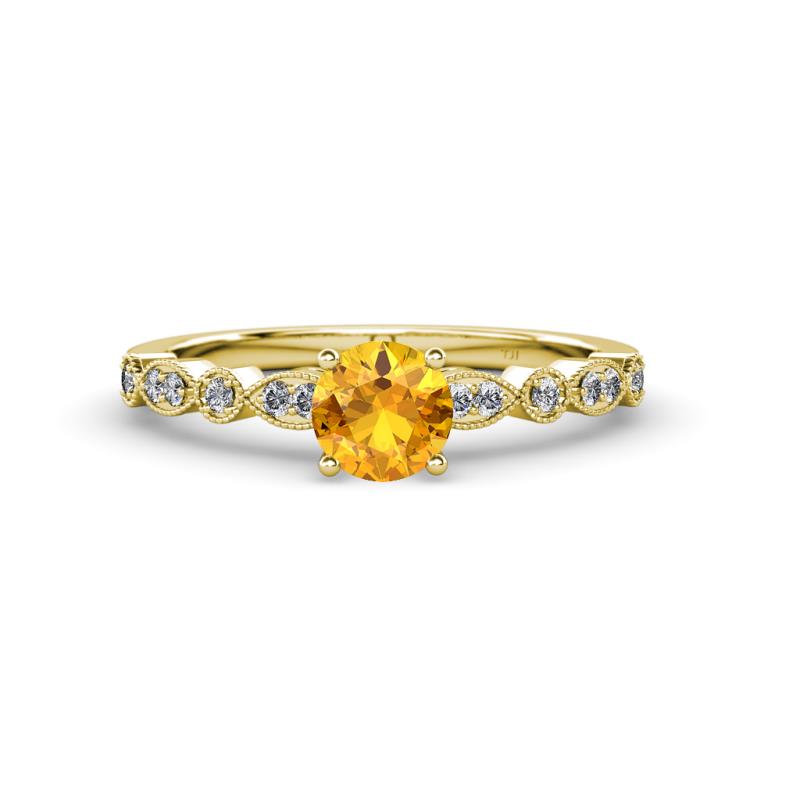 Siena Citrine and Diamond Marquise and Dot Bridal Set Ring 