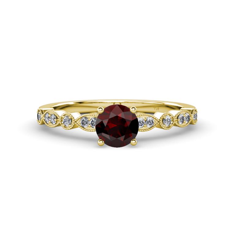 Siena Red Garnet and Diamond Marquise and Dot Bridal Set Ring 