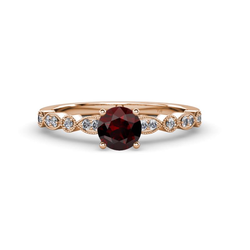 Siena Red Garnet and Diamond Marquise and Dot Bridal Set Ring 