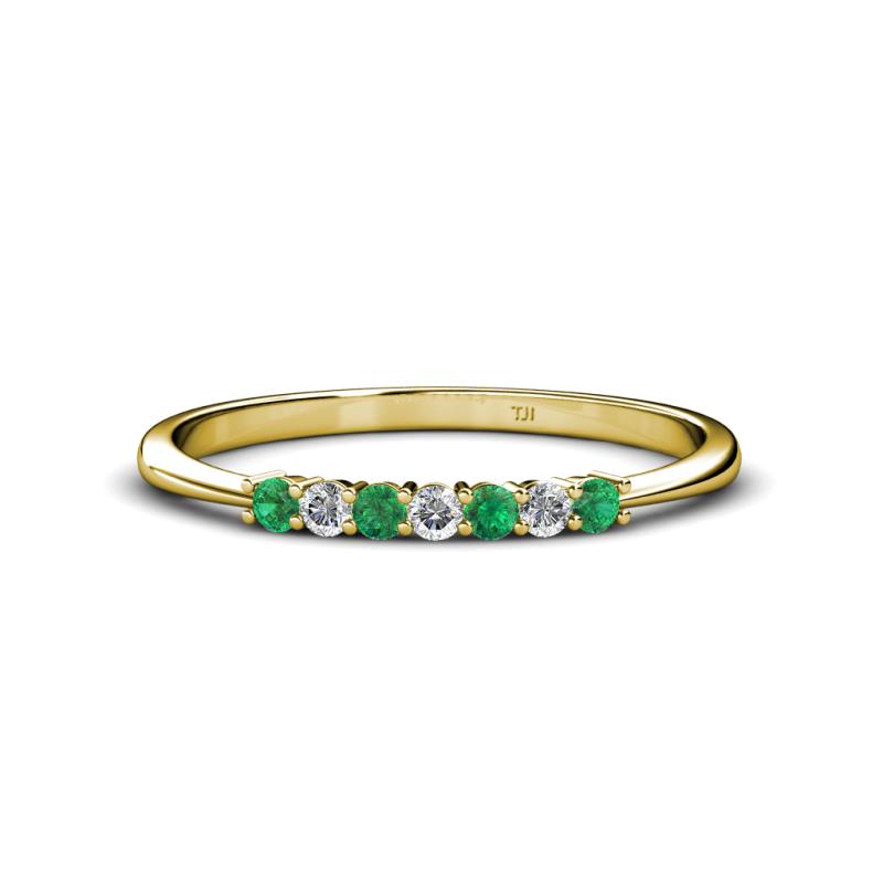 Reina 2.00 mm Emerald and Diamond 7 Stone Wedding Band 