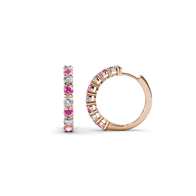 Raya Round Pink Sapphire and Diamond Hoop Earrings 