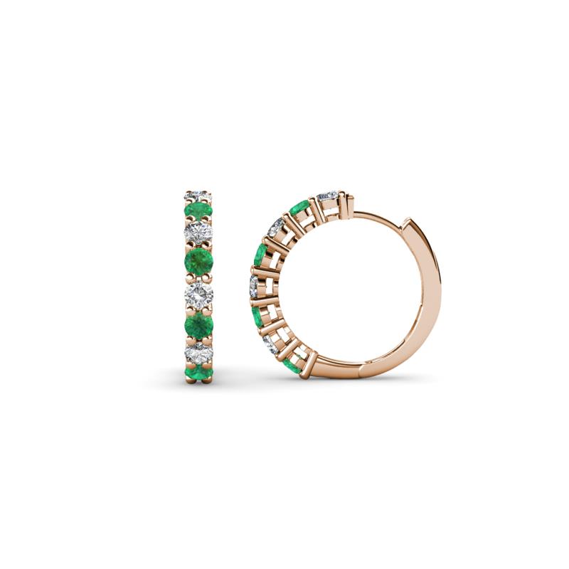 Raya Round Emerald and Diamond Hoop Earrings 