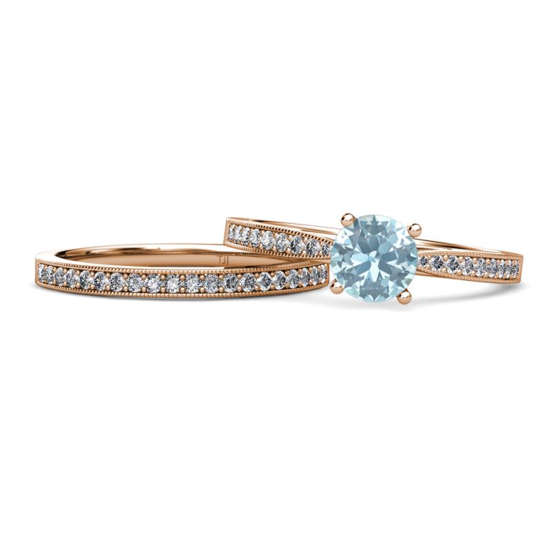 Sian Aquamarine and Diamond Bridal Set Ring 