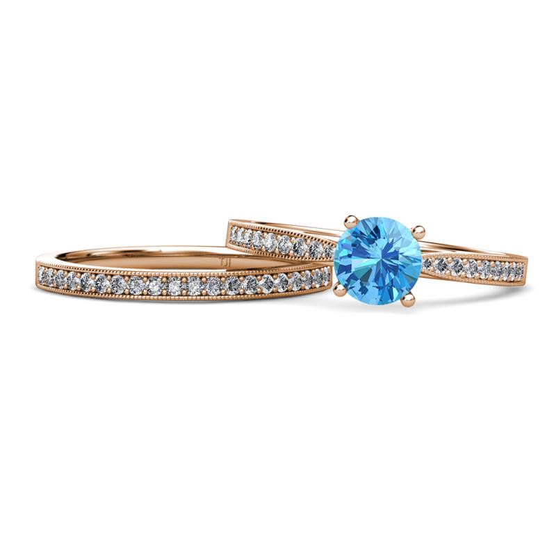 Sian Blue Topaz and Diamond Bridal Set Ring 