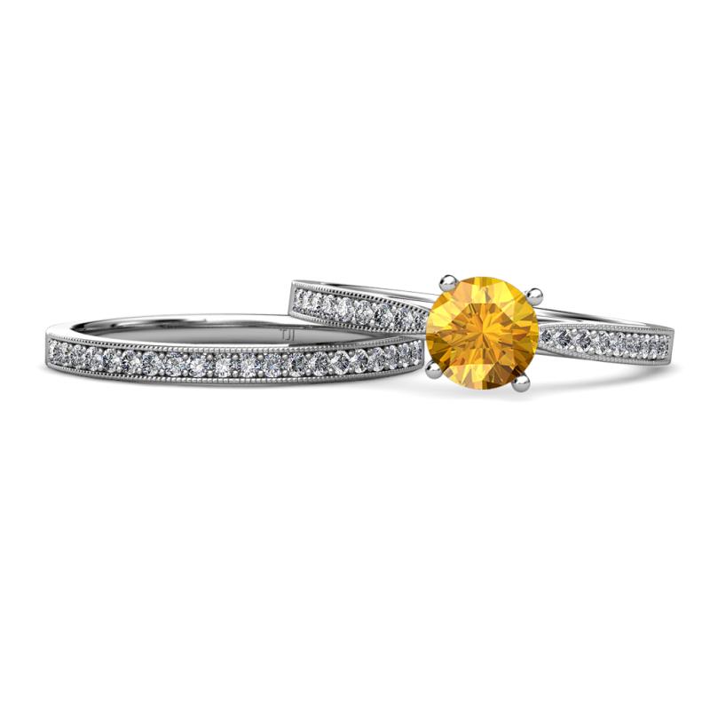 Sian Citrine and Diamond Bridal Set Ring 