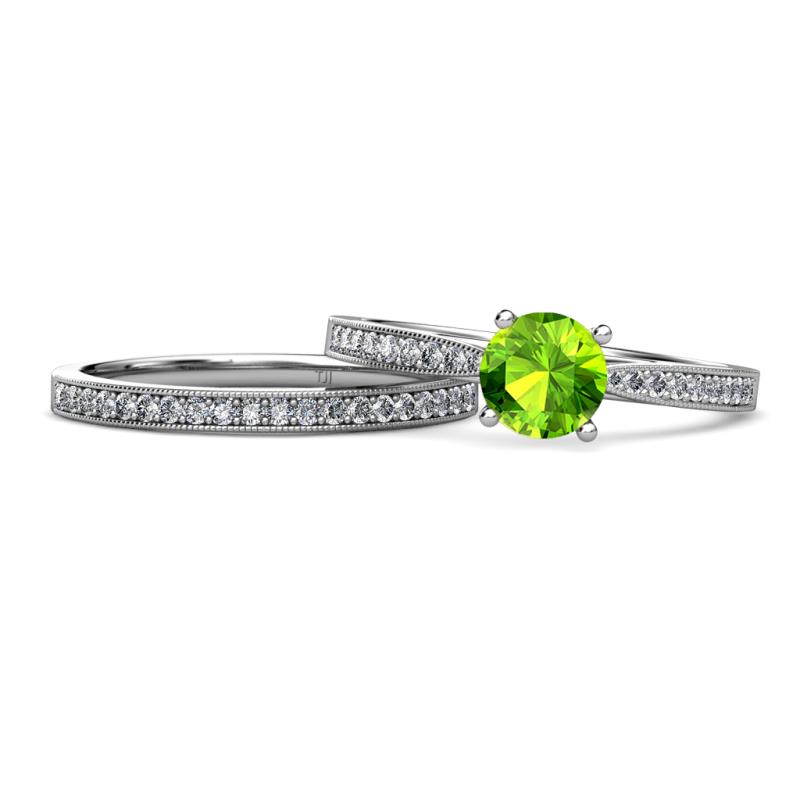 Sian Peridot and Diamond Bridal Set Ring 