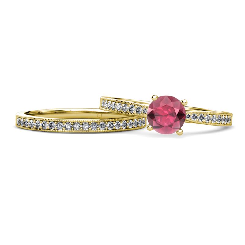 Sian Rhodolite Garnet and Diamond Bridal Set Ring 