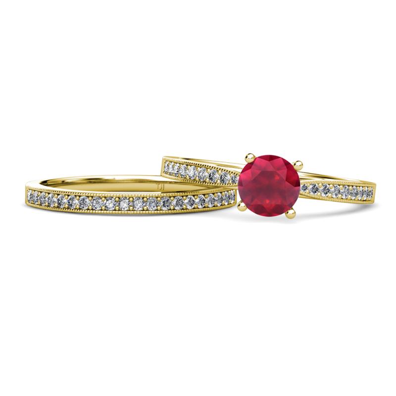 Sian Ruby and Diamond Bridal Set Ring 