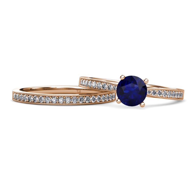 Sian Blue Sapphire and Diamond Bridal Set Ring 