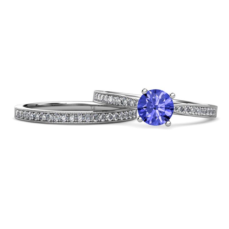 Sian Tanzanite and Diamond Bridal Set Ring 