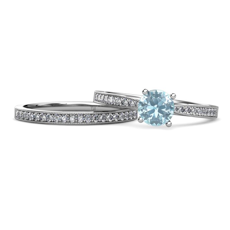 Sian Aquamarine and Diamond Bridal Set Ring 