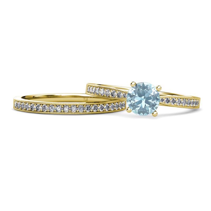 Sian Aquamarine and Diamond Bridal Set Ring 