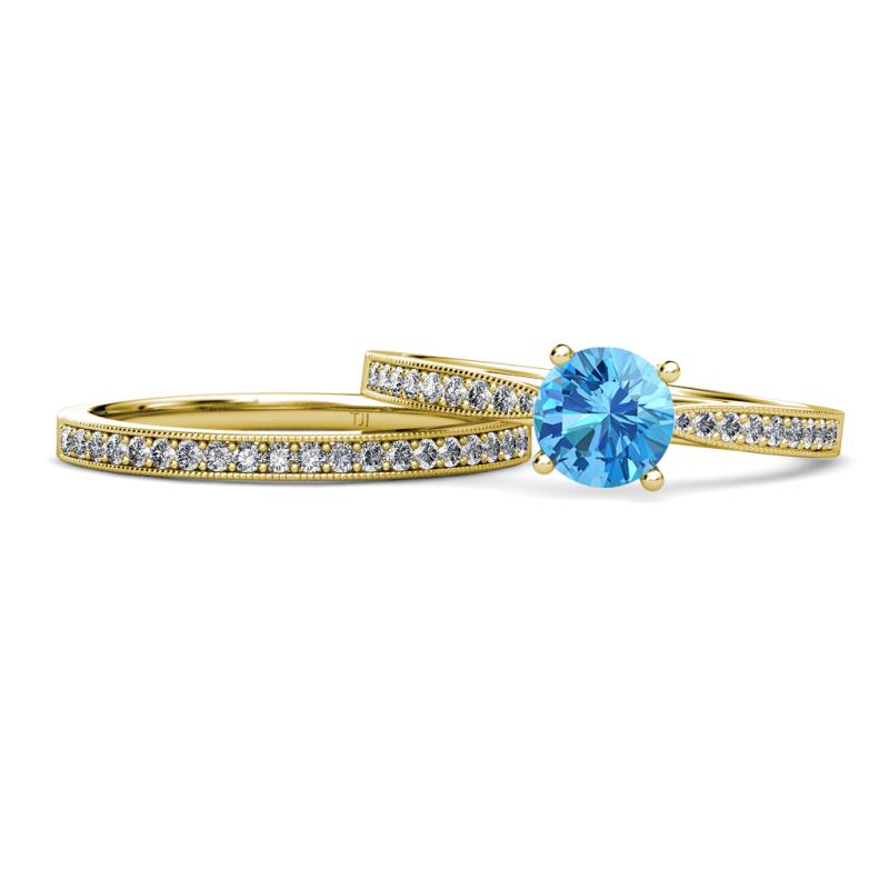 Sian Blue Topaz and Diamond Bridal Set Ring 