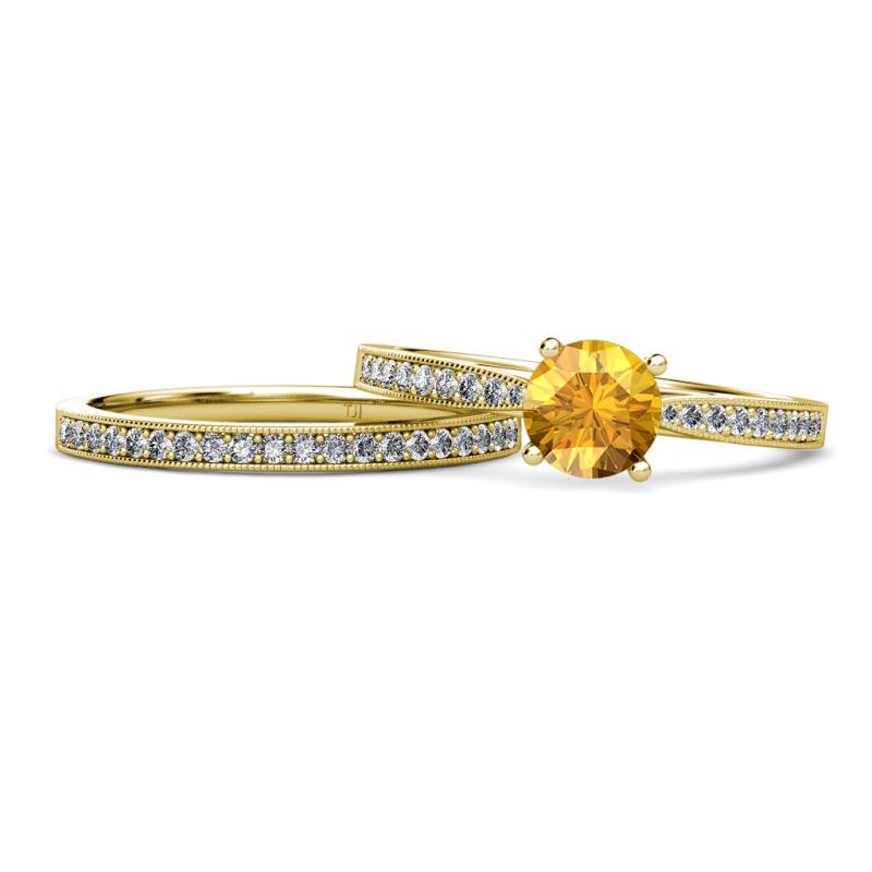 Sian Citrine and Diamond Bridal Set Ring 