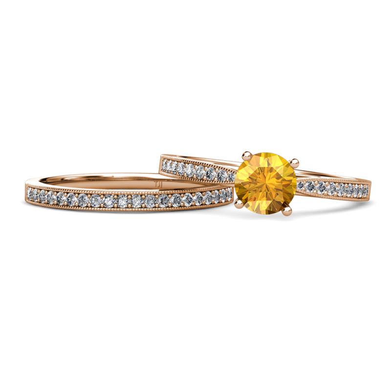 Sian Citrine and Diamond Bridal Set Ring 